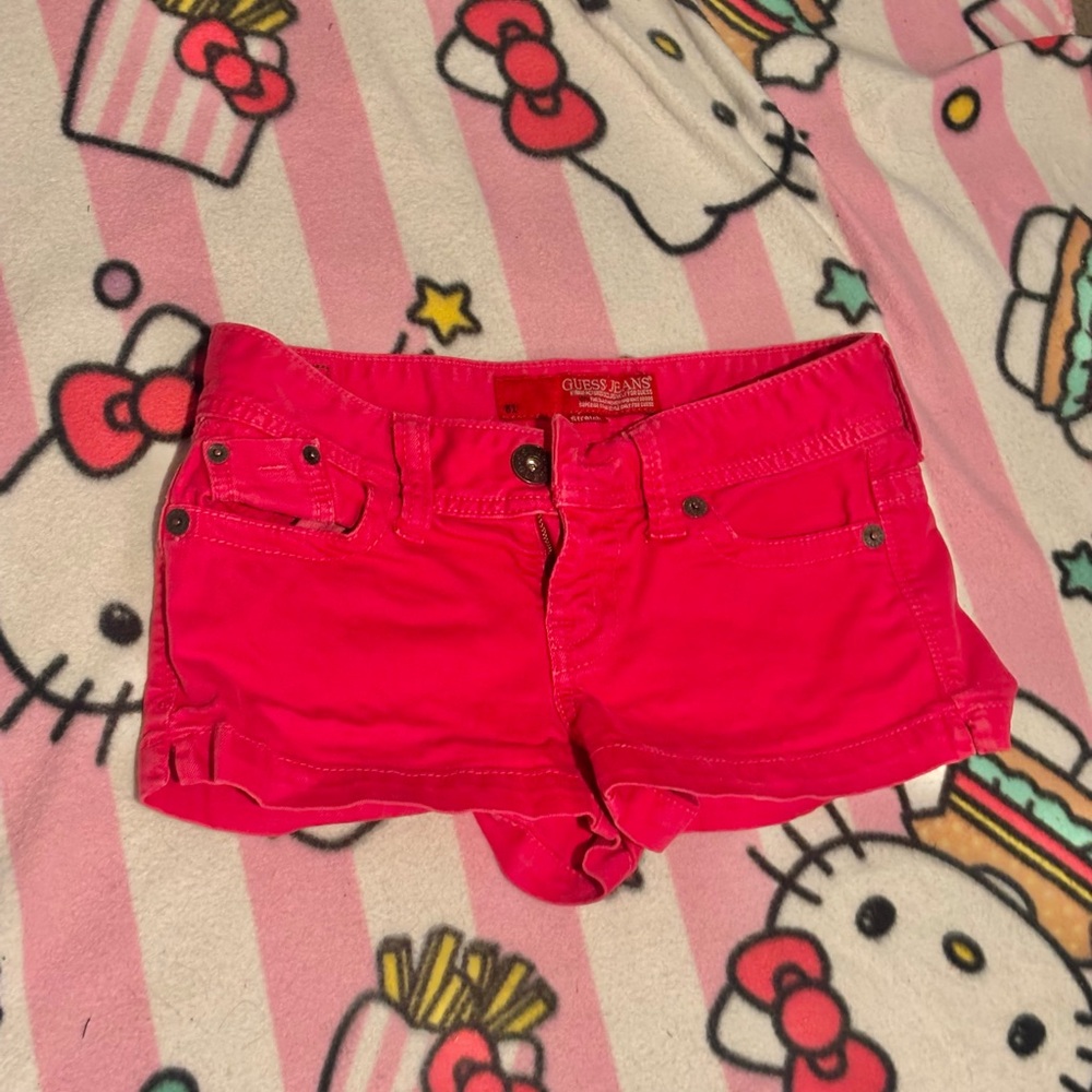 Guess Women's Bright Pink Jean Shorts